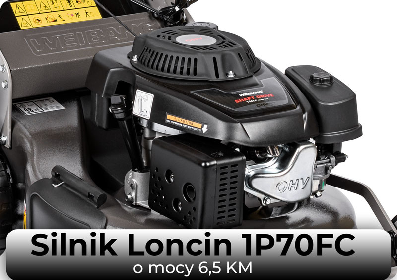 Silnik Loncin LC1P70FC o mocy 6,5 KM w kosiarce Weibang WB537SC V 3IN1